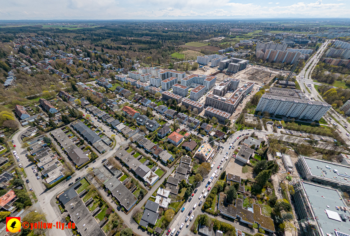 21.04.2023 - Luftbilder von der Baustelle Alexisquartier und Pandion Verde in Neuperlach